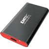 Emtec Unità SSD esterna X210 Elite da 1 TB - Retrocompatibile USB 3.2 Gen1 e 2.0 - Tecnologia 3D NAND Flash - Cavo USB-C 3.2 Gen2 a USB-A e custodia protettiva in silicone inclusa, colore: nero