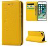 Cavor Cover Compatibile con iPhone 7/8/SE 2020/SE 2022 Cover con Cordino,Flip Vera Pelle Portafoglio Custodia in Pelle,[4 Porta Carte][Magnetico] Custodia Libro - Giallo