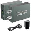 SHUITING Convertitore da SDI a HDMI, da SDI a HDMI con SDI Loop Out, 1080p HD / 3G / SD-SDI a HDTV Video Audio Convertitore Adattatore BNC a HDTV per Fotocamera Monitor Proiettore