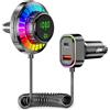 OHFAMO Adattatore Bluetooth Auto FM Transmitter con Luce RGB - Vivavoce Bluetooth 5.3, Caricabatterie PD30W USB-C & QC3.0, Adattatore Bluetooth per Auto per iPhone Android Autoradio OHFAMO