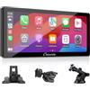 Carpuride W103 Pro con trasmissione Bluetooth wireless, autoradio portatile Carplay e Android Auto, touch screen 1080P da 10,3 pollici, Mirror Link/GPS/Siri/FM, con 3 staffe