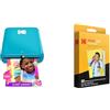 KODAK Step Stampante fotografica Istantanea con Bluetooth/NFC, Tecnologia ZINK e App per iOS e Android (blu) + Stampa Foto con Retro Adesivo 2x3
