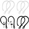 Heanvmyss Ganci per Orecchie Anti-Smarrimento,4 Paia Ganci per le Orecchie Anti-Perdita,Archetto per Auricolari Drop,Gancio Anticaduta per Corsa,Esercizi,Sportive(Nero,Bianco)