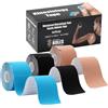 mumisuto 3 Rotoli Tape Kinesiologico,5*500Cm Tape Sportivo,Taping Kinesiologico,Nastro Kinesiologico,Kinesio Tape Tagliabile,Elastico Impermeabile E Antisudore,Per Ginocchio,Spalla Gomito (Pre-fessura 5cm*5m)