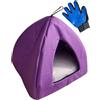 EMPOTEC Cuccia Chiusa Cane Gatto Animali Piccola Taglia Comoda Colorata in Oxford Alta Qualità Fondo Antiscivolo Lavabile da Interno Superficie Trapuntata Dimensioni 43x43x36 Cuscino Estraibile (VIOLA)