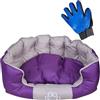 EMPOTEC Cuccia per Cane Gatto Animali in Oxford Colorato Morbido con Cuscino Doubleface Alta Qualità Lavabile con Fondo Antiscivolo da Interno 70x55x24 Taglia Medio Grande Omaggio Guanto Toelettatura (viola)