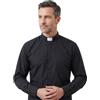 Holyart Camicia Clergy in Primis Uomo Nera - Cotone Elasticizzato - Colletto Clericale Bianco Incluso - Stile Classico Liturgico con Cuciture Rinforzate - Designed in Italy - 40 cm - 15.75 INC. - M