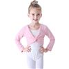 Soudittur Maglia a Incrocio Top da Danza Classica Cotone per Bambini in Rosa, Bianco, Nero (Rosa, 125-135 cm)