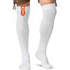German Wear Calze per costume tradizionale bavarese, extra lunghe, motivo a treccia, in cotone, adatte a pantaloni corti in pelle, 70 cm, bianco, 41-43
