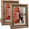 PETAFLOP Set di 2 cornici rustiche da parete e da tavolo, 15 x 20 cm, colore: marrone