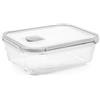 H&H Contenitore In Vetro Con Coperchio E Valvola - 1500 Ml - Rettangolare 23,5x18 Cm - Per Forno (senza coperchio), Microonde, Lavastoviglie - Salvaspazio Con Guarnizione In Silicone
