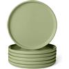 Amazon Basics Piatti Piani in Gres Smaltato, Set di 6 Pezzi, Adatti al Microonde e alla Lavastoviglie, 27cm, Verde Oliva