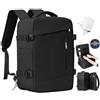 SEAFEW Zaino Sottovuoto da Viaggio 40x30x20 con Pompa, Borsa da Cabina per Ryanair Bagaglio a Mano Impermeabile Lavoro e Scuola Trekking Casual Daypack per 14 laptop,U1-Nero