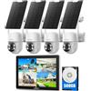 Camcamp Kit Telecamere Videosorveglianza Solare con Monitor, 10" 10 Canali NVR c