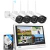 Hiseeu 【5MP+3TB HDD】Hiseeu 5MP Kit Videosorveglianza WiFi Esterno,10CH NVR con 12" Moni