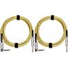Amazon Basics Ausiliario Cavo per Chitarra Elettrica, Basso, Tastiere, Intrecciato, Connettore Angolato 6,35mm, Noiseless, 3 m, Giallo & Marrone (Confezione da 2)