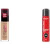 L'Oréal Paris Fondotinta Liquido Infaillible 32H, Coprente a Lunga Tenuta con Protezione Solare SPF25, Tonalità: 140 Cool Rosé + Spray Fissante No Transfer,Tenuta Fino a 36H