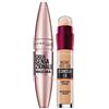 Maybelline New York Kit MakeUp Mascara Volumizzante Allungante Ciglia Sensazionali + Correttore Multi-Uso il Cancella Età 02 Nude