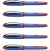 Schneider - Set di 5 penne roller a inchiostro One Hybrid C PTE conico 05 Rosso