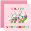 Central 23 Biglietto Auguri Disco Tartaruga It's Your Birthday Amici Sorella Colleghi Dancing Cartolina Idea Regalo Con Adesivi