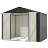 dowowdo XXXL Capanno degli attrezzi 3x2,5m (300x252 cm) - Grande casetta da giardino con tetto a due spioventi e 2 porte scorrevoli. Capanno in acciaio per motociclette e biciclette. Grigio.