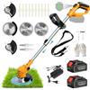 Trajinlity Decespugliatore a Batteria 21V, Tagliaerba a Batteria con 2X4.0Ah Batterie e 3 Tipi Lame, Maniglia Telescopica, Tagliaerba Elettrico per Rifinire Giardini, Prati e Arbusti