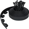 Froadp Bordature da Giardino Flessibile per Prato, Palizzate del Bordo del Letto in Plastica, Curve del Bordi con le Ancore del Terreno, Recinzione Bordatura con Chiodi di Fissaggio (10m, Nero)