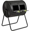 HOMASIS 142L Compostiera da Giardino, Compostiera Girevole a 360° in PP con Lame di Miscelazione, per Compostaggio Rifiuti Organici, Efficiente in 4-6 Settimane, Attrezzi da Giardinaggio (Nero)