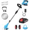 Kouamor Tagliaerba 3 in 1, 21 V, con batteria, tagliabordi, tagliaerba a batteria, con caricabatterie, tagliaerba senza filo, 7800 giri/min, manico telescopico come tagliabordi (1 batteria)