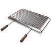 FONDERIA BONGIOVANNI | Graticola per Camino | Graticola per Barbecue | in Acciaio Aisi304 Inox 18/10 | Griglia Inox per Barbecue con Recupero Oli | 67x40 cm