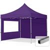 TOOLPORT Gazebo Pieghevole Giardino 3x3m - 2 Laterali Alluminio Telo Idrorepellente Padiglione Mercati Sagre Viola