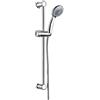 AQUAE T192002 - Saliscendi con doccia anti calcare 4 getti, supporto asta in ABS fisso, finitura cromata, flessibile in metallo 150 cm incluso