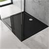 doporro Piatto Doccia 100x120 cm Rettangolare in Acrilico Rinforzato Nero, Altezza 4 cm Ultrasottile, con Piletta di Scarico Cromata Inclusa （AL01) - Faro2