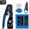 Samos Crimpatrice RJ45 professionale con tester RJ45 e connettori - Kit completo con tester RJ45, strumento di crimpatura per connettori e terminali elettrici - ideale per reti Ethernet