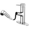 HURRAN Rubinetto da bagno estraibile, miscelatore monocomando per lavabo con 2 modalità, rubinetto per lavello con piastra, acciaio inossidabile, cromato