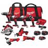 Milwaukee M18 Cordless Combo Kit 8-Tool con tre e caricatore