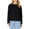 Amazon Essentials Top a Maniche Lunghe in 100% Cotone Pesante con Scollo a Barchetta e Vestibilità Comoda Donna, Bianco Guscio D'uovo Marinaio Righe, M