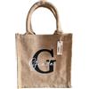 LesBri Homemade Creations Borsa in Juta Personalizzata con Iniziale e Nome - Mini Tote Bag Ecosostenibile con Manici Morbidi, Ideale come Idea Regalo Donna, Bomboniera o Sacchetto Regalo (S)