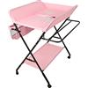 Homewell Tavolo per pannolini pieghevole con cesto portaoggetti, materasso per pannolini regolabile in altezza, cintura di sicurezza e 4 ruote con freno, per neonato e neonato, 80 x 66 x (92/95/98) cm