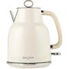Salter Bollitore Salter Retro 1.7 L - Ebollizione Rapida da 3KW, Base a 360°, Filtro Anticalcare Rimovibile, Finestra di Livello Acqua, Indicatore Luminoso, Sensore a Secco e Spegnimento Automatico, Crema