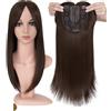 QRSTUVXZY Hair Toppers Topper for capelli da donna, 18'' Topper dritto con frangia for capelli diradati, posticci sintetici, extension con frangia(Chocolate Brown)