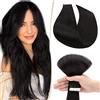 SEGO Extension Capelli Veri Biadesivo Human Hair Tape Extensions Biadesive 10 Fasce Adesive 100% Remy Naturali 25g/Pack senza Clip (55cm, Nero Naturale)