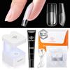 modelones Set di punte per unghie e colla gel, 240 pezzi, misura media, quadrata, copertura completa per unghie, colla per unghie e lampada UV piccola, 15 misure per estensioni unghie fai da te
