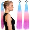 MUU Rainbow Ponytail Extensions Mermaid Pony Tail Coloured Hair Extensions With Hair Tie 2 Packs for Girl Women Colorful Ombre 23inch