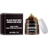 Jimklpy Sapone Nero del Marocco, Sapone Contiene Argan e Rosa, Detergente Viso e Corpo, Purificante, Dalle Origini Nel Sud del Marocco, Purificazione Profonda, Idratazione, Lascia La Pelle Setosa e Morbida