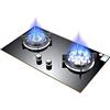NsiBan Gaskochfeld Dual Fuel Sealed 2 Brenner Gehärtetes Glas 5,2 W Gaskochfeld Drop-In Gasherd Mit Thermoelementschutz, Gas naturale