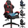 bigzzia Sedie Gaming, Sedie Gaming Ergonomiche con Cuscino Ventilato, Regolazione Angolo 90°-135°, Sedia da Gaming Schienale Alto con Supporto Testa, Ideale per Gaming, Studio e Ufficio (Rosso)