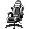 Riftracer Sedia da gaming, sedia da gioco, ergonomica, con poggiapiedi, poggiatesta e supporto lordosi, regolabile in altezza, imbottita, 220 kg