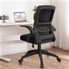 XUEGW Sedia da Ufficio Ergonomica - Sedia Girevole in Rete Traspirante con Braccioli Ribaltabili e Supporto Lombare per Computer - Ufficio Domestico(Nero)
