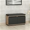[en.casa] Panca Portascarpe con Seduta Imbottita 4 Scomparti e 2 Ante a Ribalta Mobile Scarpiera da Ingresso Corridoio 42 x 80 x 35 cm Effetto Rovere/Nero